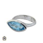 انگشتر توپاز اصل آبی زنانه کد 2501