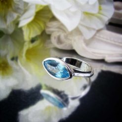 Blue ring ring انگشتر توپاز آبی اصل زنانه چشمی