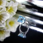 انگشتر توپاز زنانه آبی اصل چهار گوش