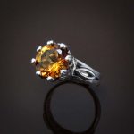 Citrine ring - 1 انگشتر سیترین طلایی اصل زنانه اسپرت