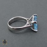 انگشتر اصل توپاز آبی زنانه جهار چنگ