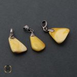 مدال کهربا اصل - 4 - 3498 مدال کهربا اصل بولونی زرد رنگ طبیعی