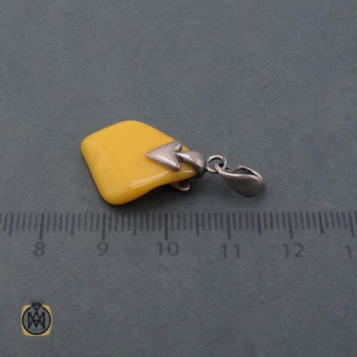 مدال کهربا با نقره اصل - 5 مدال بولونی زرد اصل کهربا کد 3501